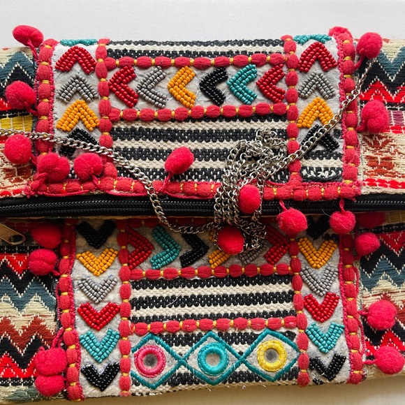 A very beautiful jute clutch with chain - Picture 2 of 5